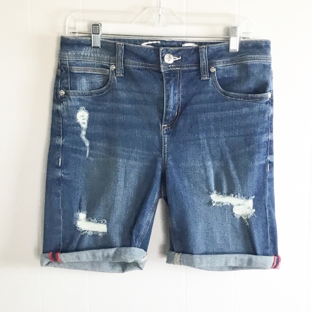 Seven 7 Bermuda Shorts Denim Size 10 Dark Blue